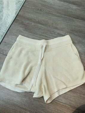 rag & bone Cream Knit Drawstring Lounge Shorts